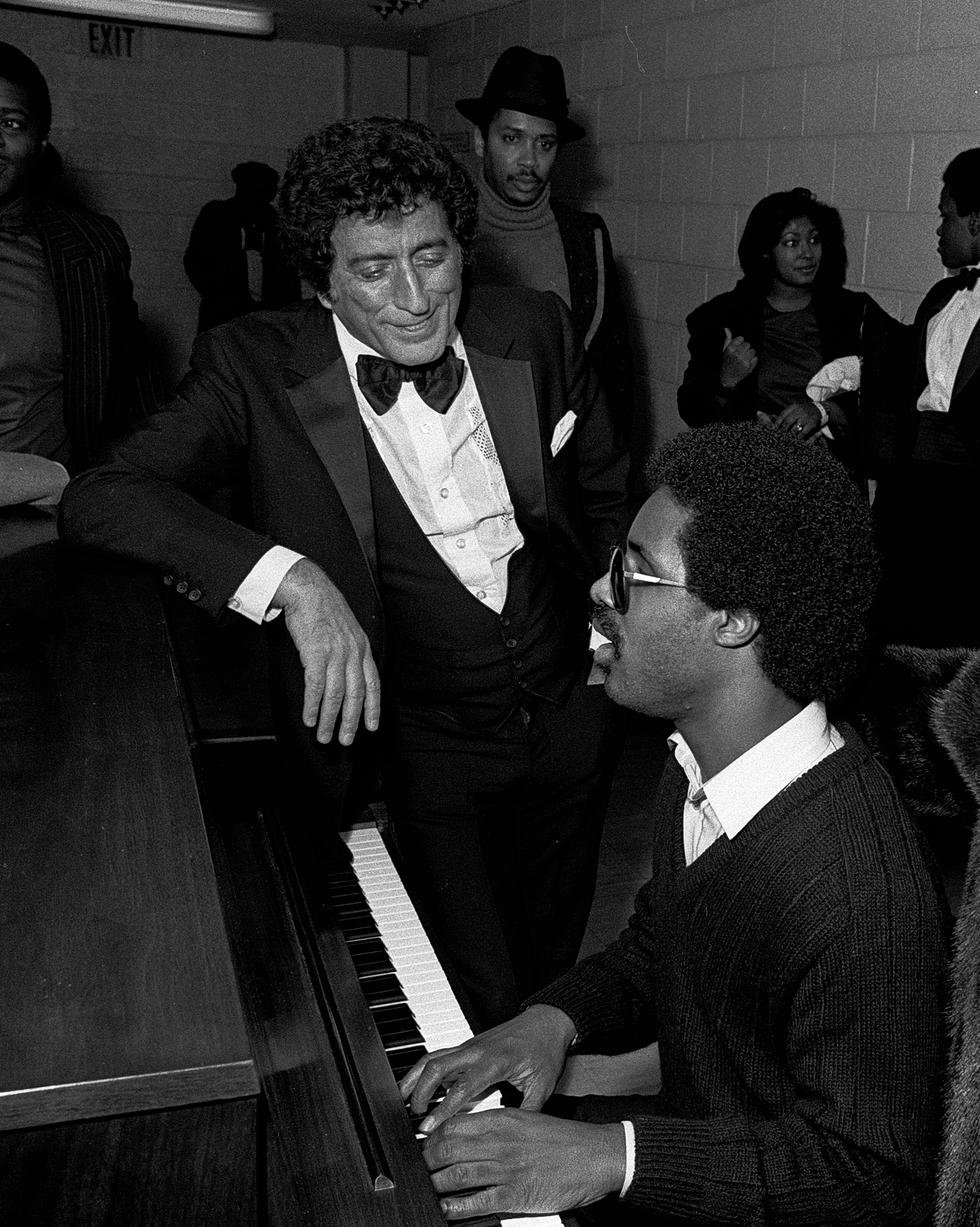 Tony Bennett and Stevie Wonder backstage during MLK Gala in Atlanta Georgia on Jan. 13, 1982