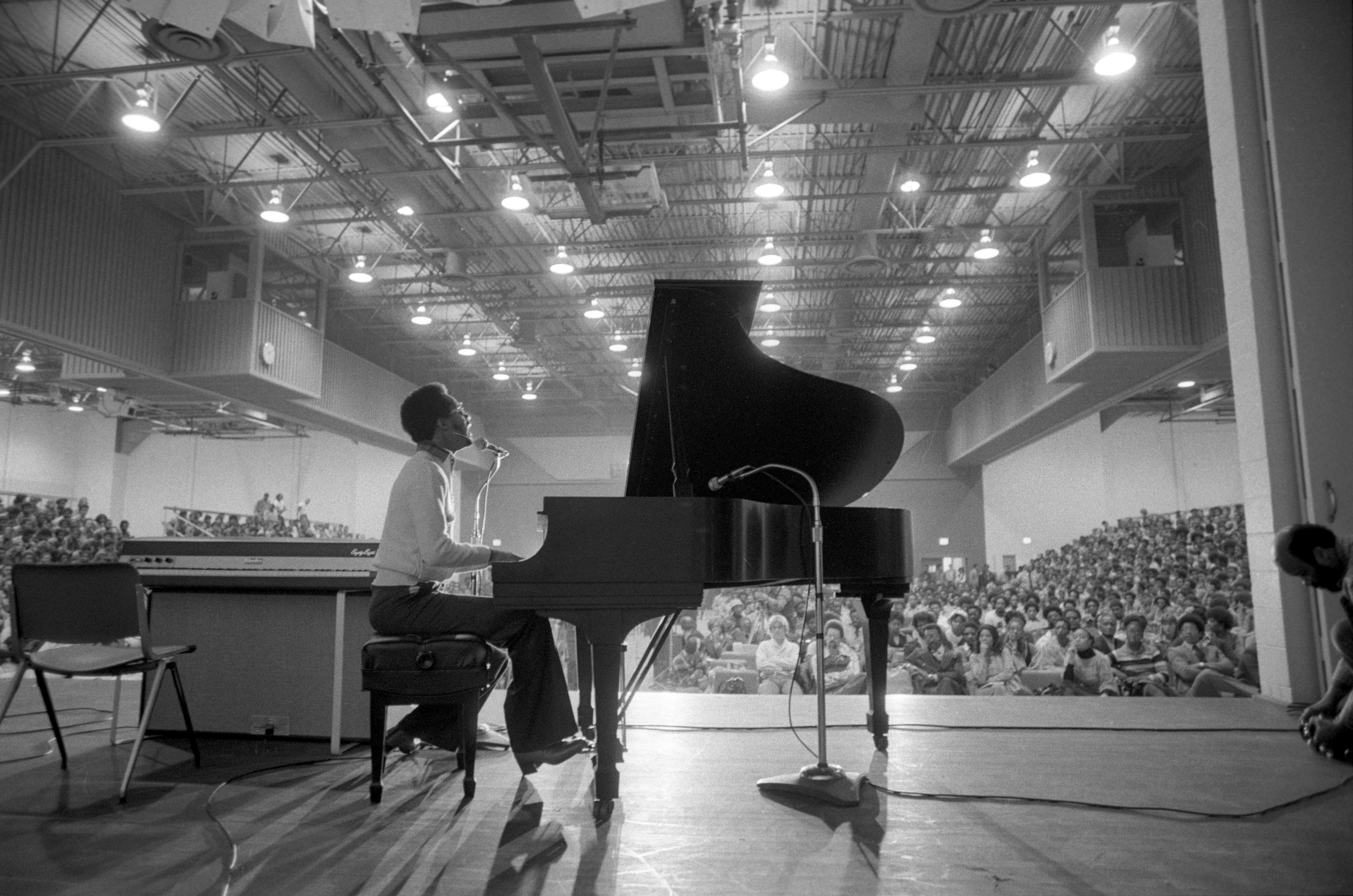 Stevie Wonder performing in Detroit, circa 1974.